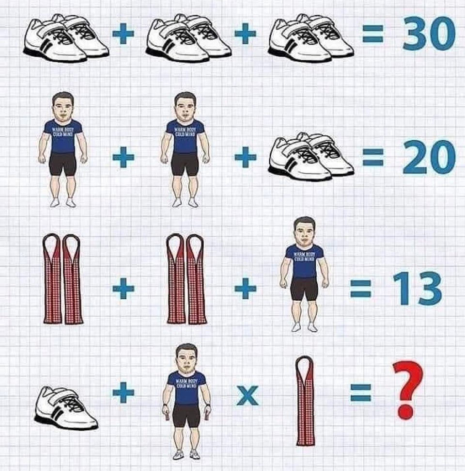 Soluzione gioco matematico dell'uomo con scarpe e sciarpa