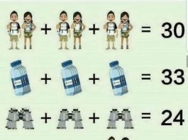 Soluzione gioco matematico con coppia, bottiglia e binocolo